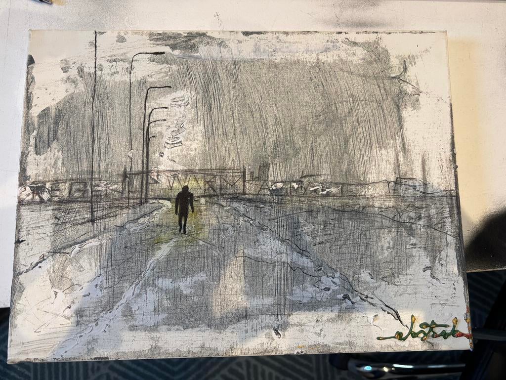 Jiggy dje regen op warm schilderij opgezwolle opgeduveld, Ophalen of Verzenden, 2000 tot heden, Zo goed als nieuw