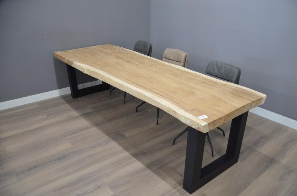 Suar boomstamtafel 300 cm, Huis en Inrichting, Tafels | Eettafels, Ophalen, Vijf personen of meer, 200 cm of meer, Metaal