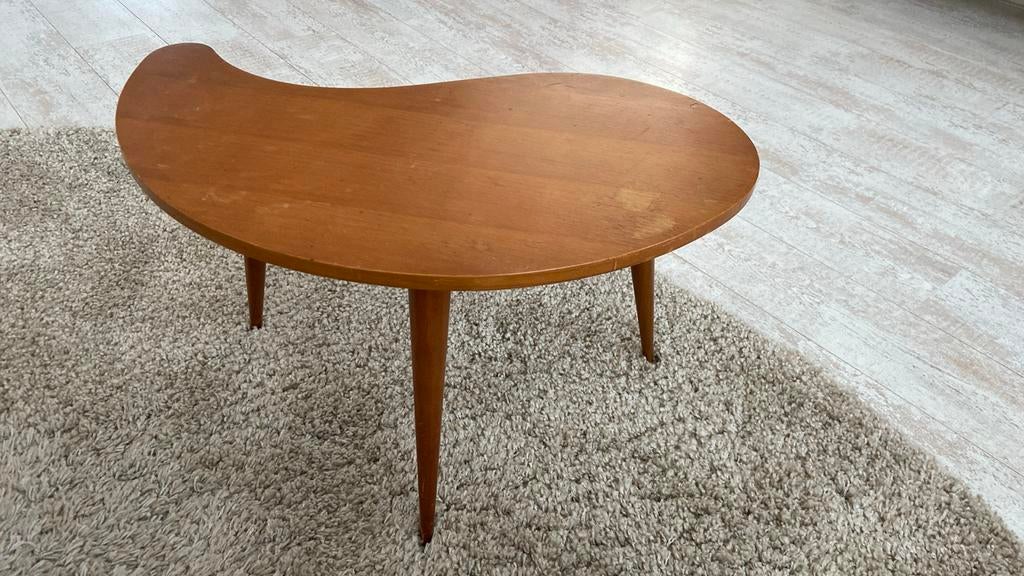 Vintage midcentury Niertafel / Salontafel - teak Hout, Minder dan 45 cm, Gebruikt, Ovaal, Hout