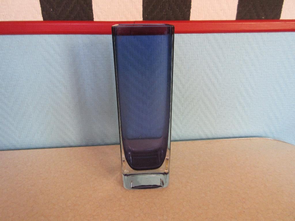 Vintage blauwe blokvaas Murano?, Antiek en Kunst, Ophalen of Verzenden