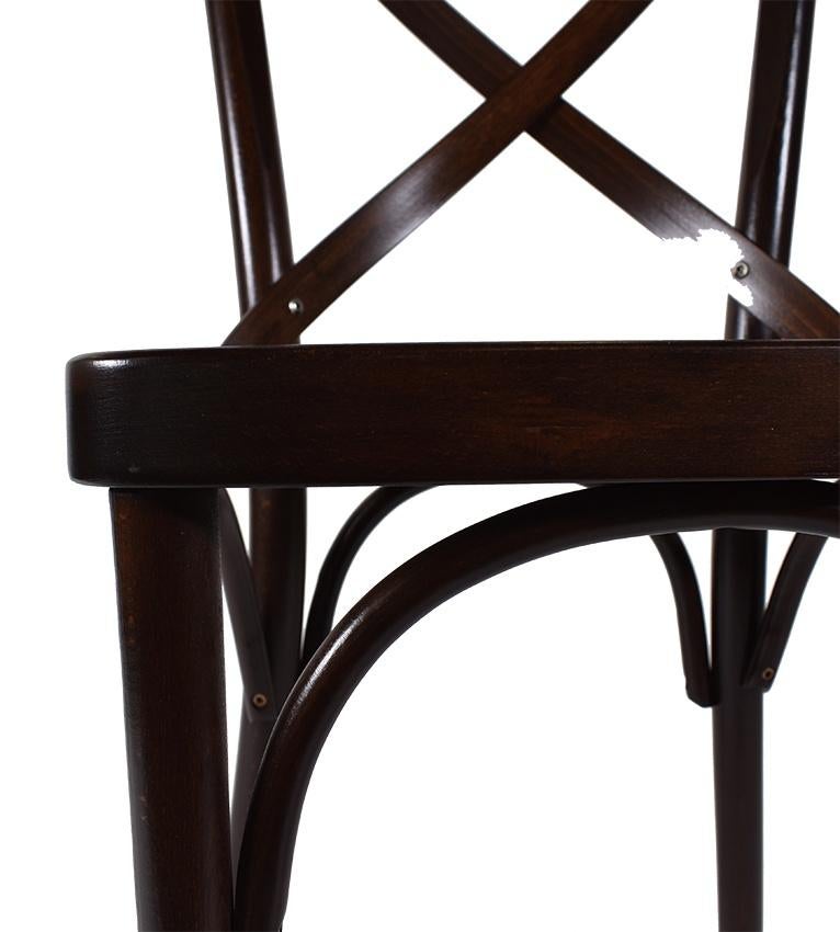 Houten café stoel met gekruiste rugleuning donkerbruin, Bruin, Nieuw, Ophalen of Verzenden, Vijf, Zes of meer stoelen
