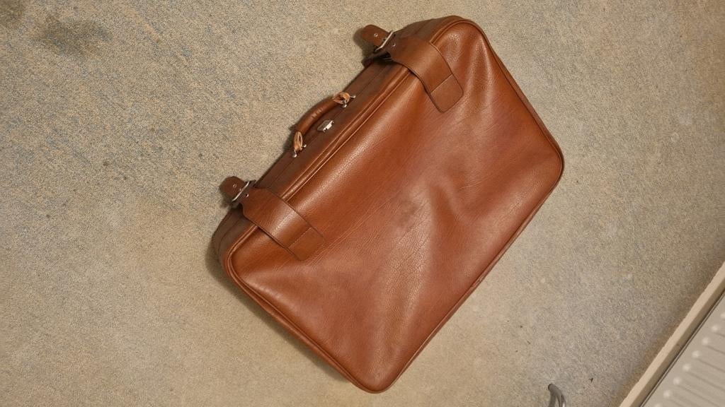 Leren reiskoffer, cognac., Sieraden, Tassen en Uiterlijk, Koffers, Ophalen, Gebruikt, Leer