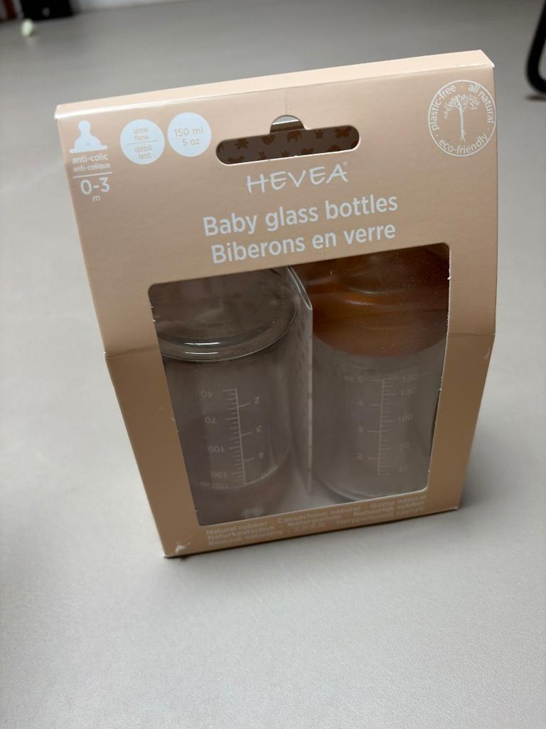 Hevea baby glass bottles 0-3 maanden ONGEBRUIKT, Ophalen of Verzenden, Nieuw, Overige typen