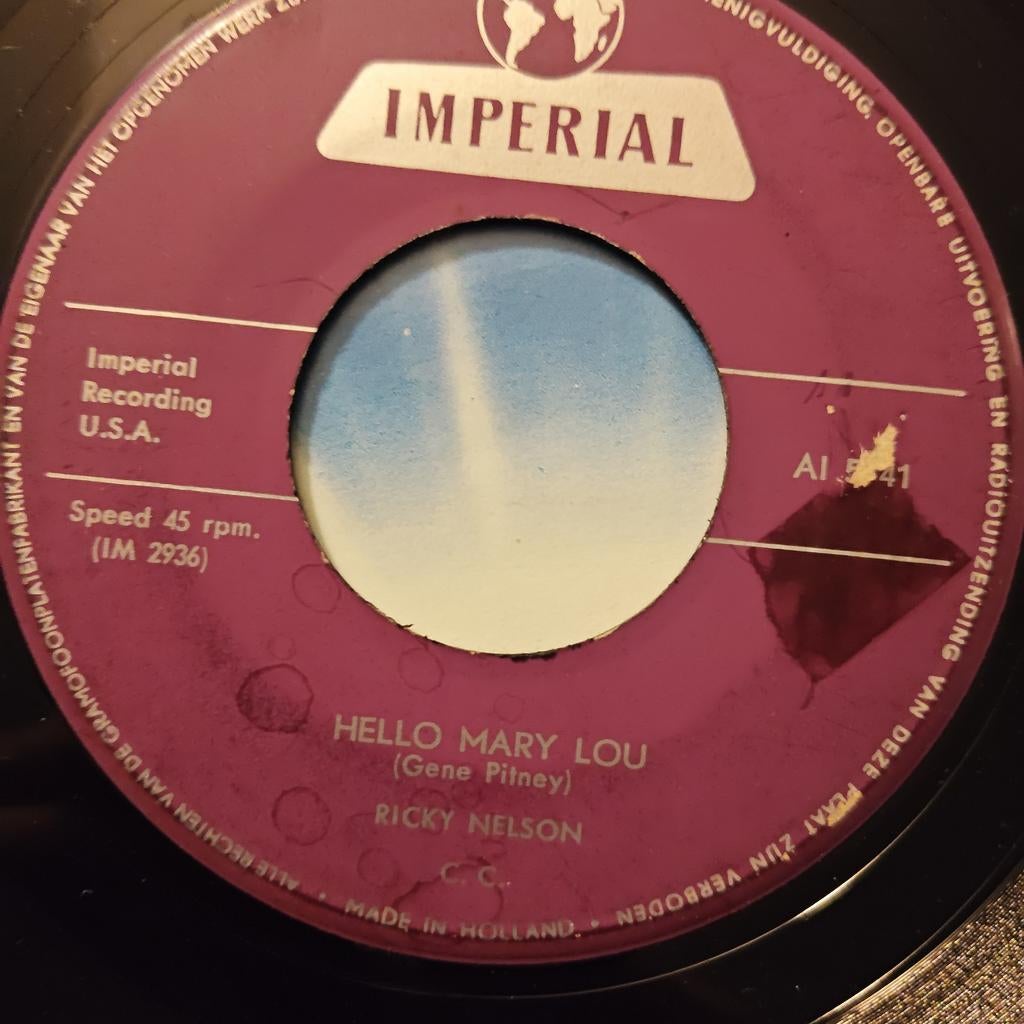 Ricky Nelson - Hello Mary Lou - Imperial Single, Cd's en Dvd's, Vinyl Singles, Ophalen of Verzenden, 7 inch