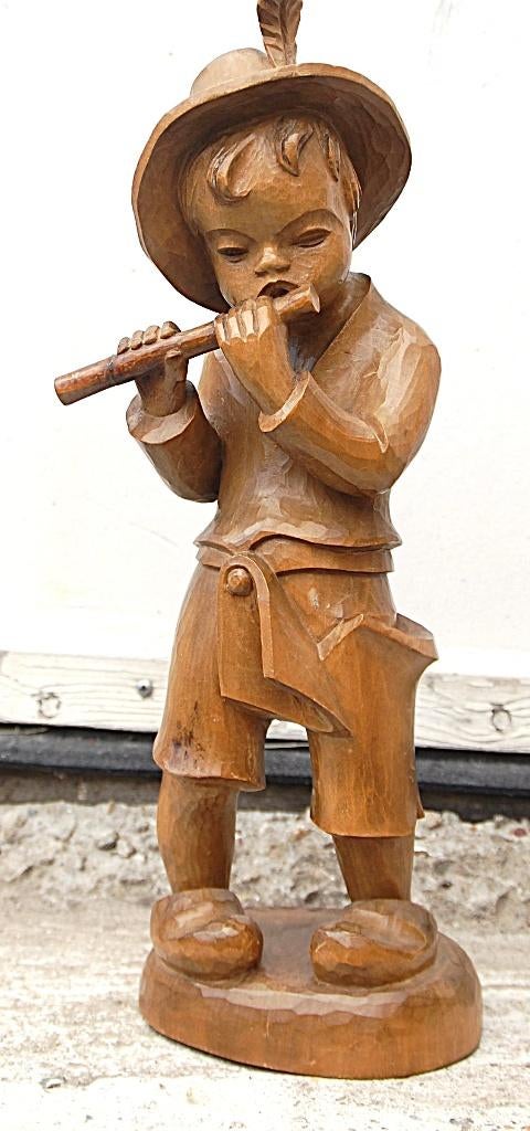 houtsnijwerk	Jongen met fluit, Ophalen of Verzenden