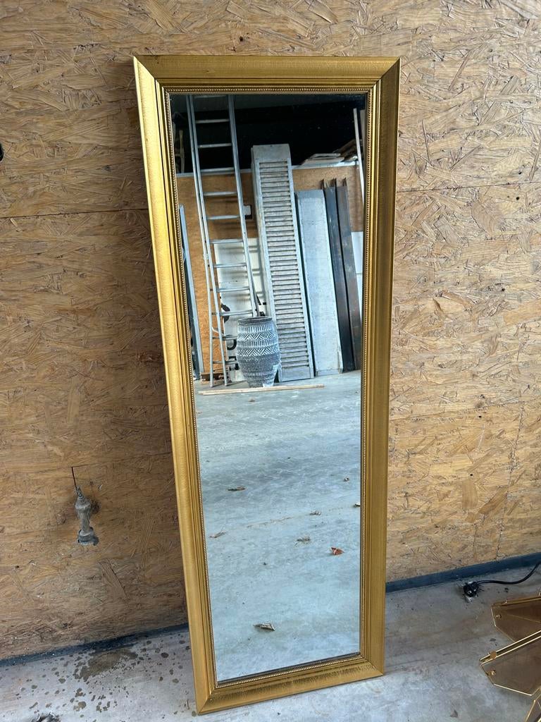 Gouden Rechthoekige Spiegel, Huis en Inrichting, Ophalen, Gebruikt, 150 tot 200 cm, Rechthoekig