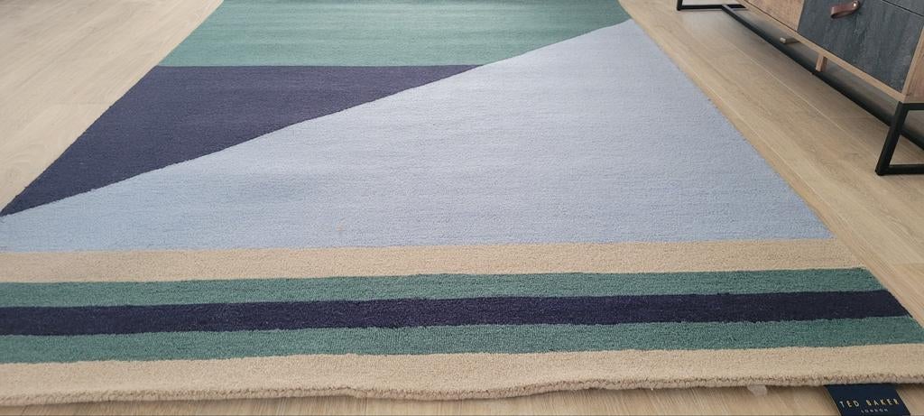 Vloerkleed Ted Baker Blocked Blue 170x240 wol nieuw !!, Huis en Inrichting, Stijlvol strak klasse comfortabel kwaliteit, 150 tot 200 cm