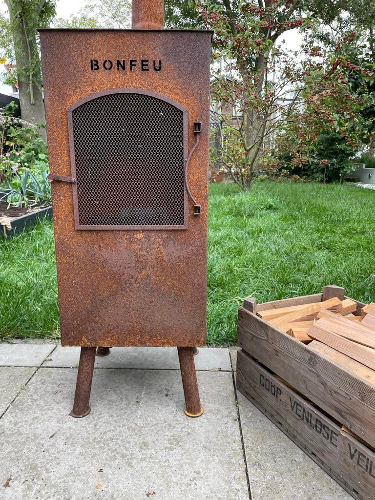 Tuinhaard | Tuinkachel Bonfeu | Geroest staal | Buitenkoken, Ophalen, Gebruikt