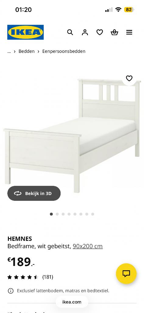 IKEA hemnes 1 persoonsbed 90x200, Ophalen, Gebruikt, 90 cm, Eenpersoons