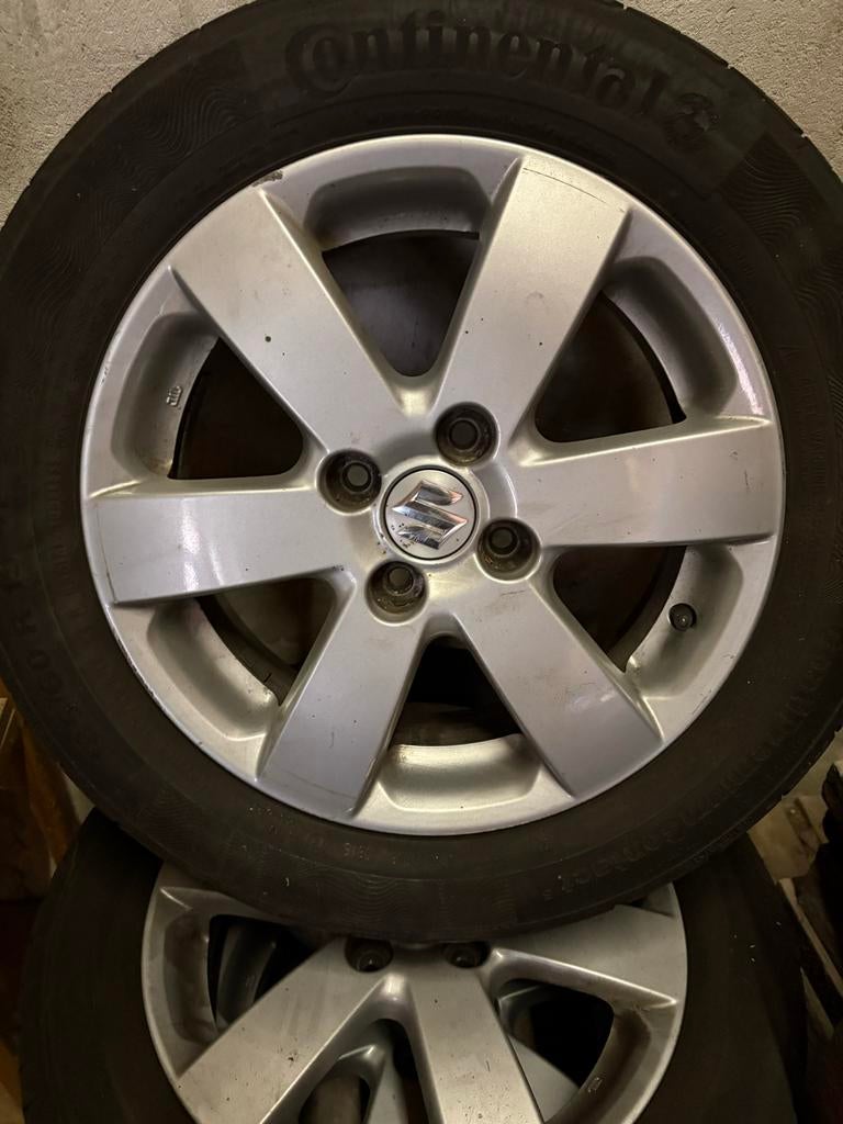 Suzuki (Continental) zomerbanden op lichtmetalen velgen, Auto-onderdelen, Banden en Velgen, 15 inch, Velg(en), Zomerbanden, 185 mm