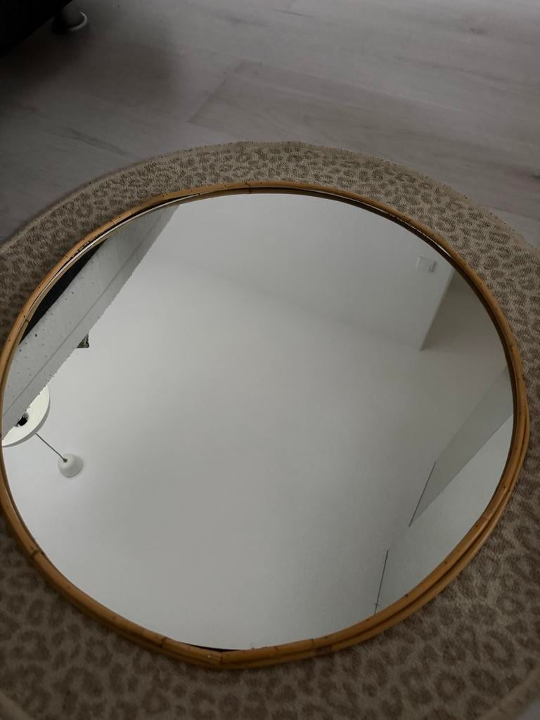 Rotan Spiegel - Stijlvol en Tijdloos, Ophalen of Verzenden, Nieuw, Rond, 75 tot 100 cm