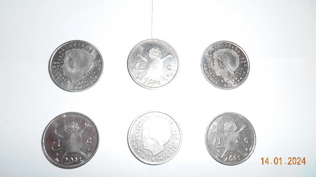 9 NL set 1 G (gulden) Beatrix laatste gulden 2001., Ophalen of Verzenden, Koningin Beatrix, 1 gulden, Losse munt