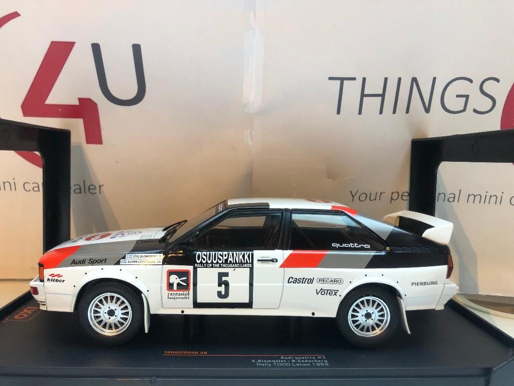 Ixo 1:18 Audi Quattro No.5 1000 Lakes Rally 1982 nieuw, Ophalen of Verzenden, Nieuw, Auto, Overige merken