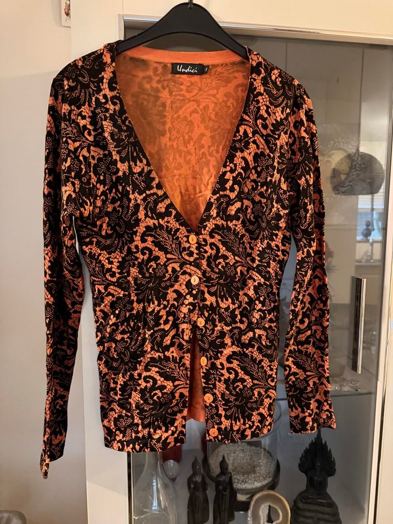 Zwart/Oranje Vest met Kant - Undici - Maat M, Kleding | Dames, Ophalen of Verzenden, Zo goed als nieuw, Maat 38/40 (M), Zwart