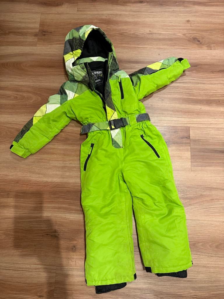 Groene ski-overall maat 122/128, Ophalen of Verzenden, Zo goed als nieuw, 104 of kleiner, Jongen of Meisje