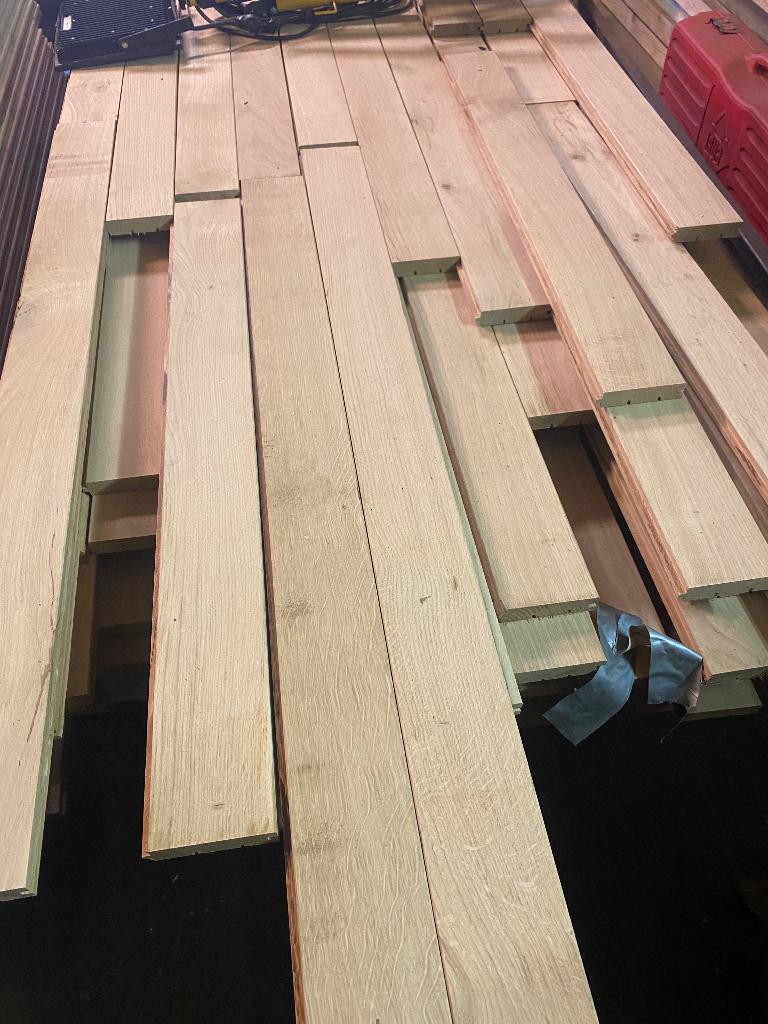 Eiken tand en groef planken, Doe-het-zelf en Verbouw, Hout en Planken, Ophalen, Minder dan 25 mm, Eiken, Nieuw