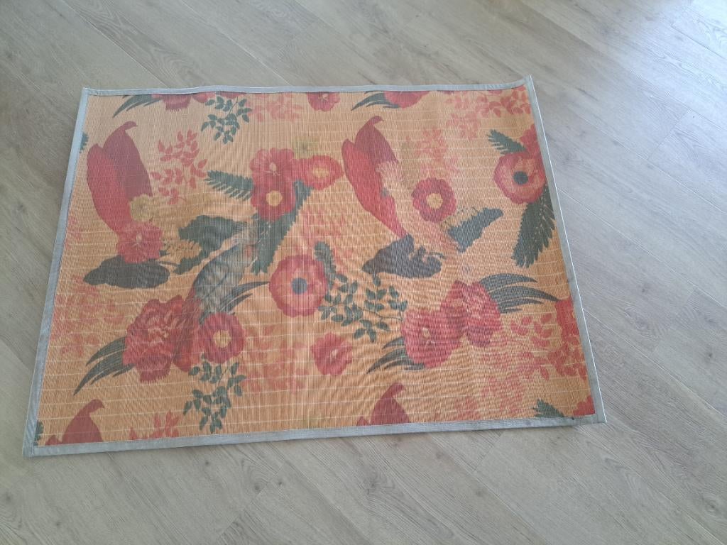 Vloerkleed bamboo vogels, 100 tot 150 cm, Crème, Zo goed als nieuw, Rechthoekig