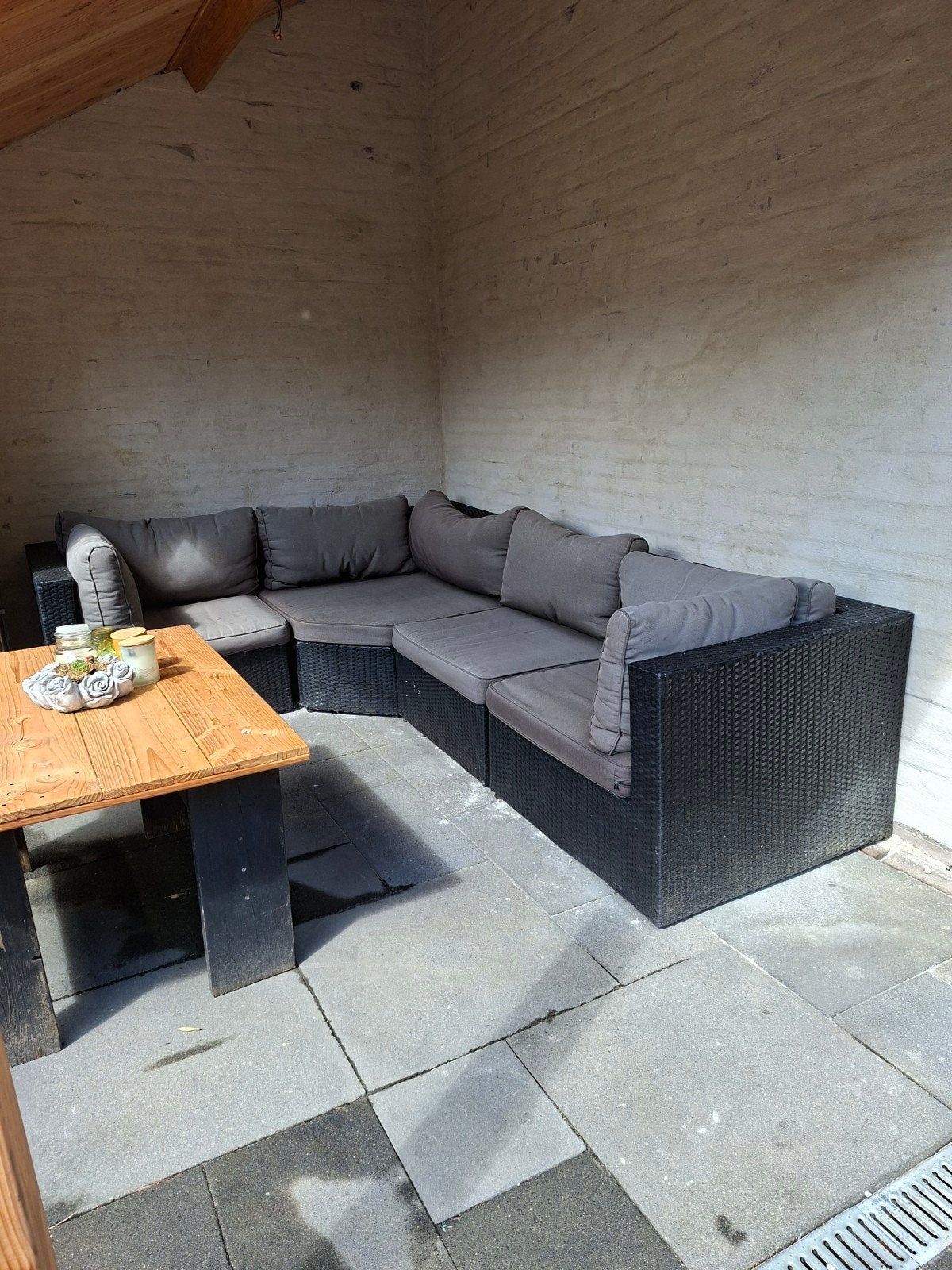 loungeset grijs antraciet teab, Tuin en Terras, Tuinsets en Loungesets, 4 zitplaatsen, Kunststof, Gebruikt, Verzenden