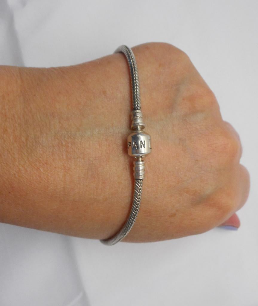 Pandora zilveren armband met bol slot 19.5 cm nr.1789, Verzenden, Zo goed als nieuw, Zilver, Zilver