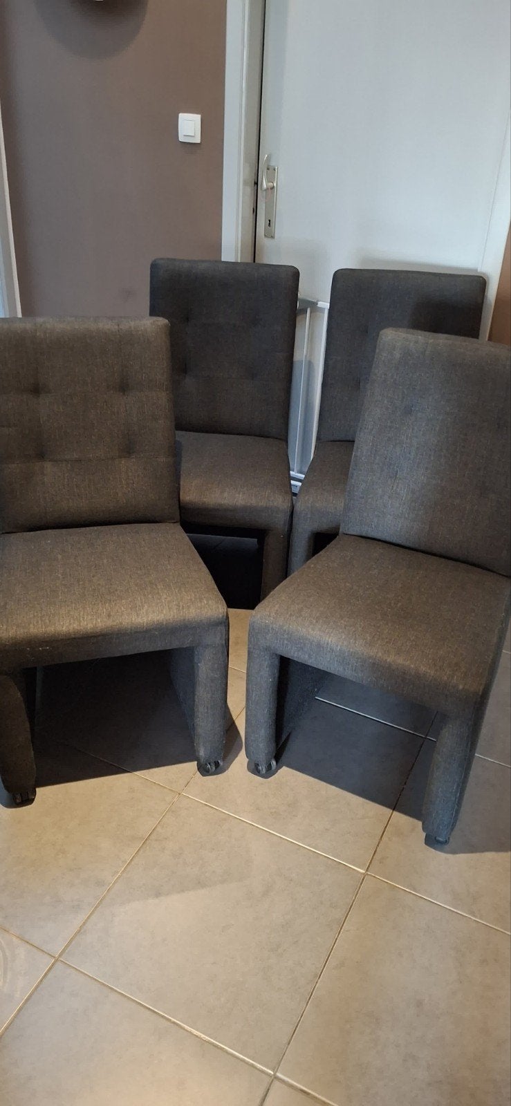 Stoffen stoelen met wieltjes - nieuw, Huis en Inrichting, Ophalen, Zwart, Nieuw, Vier