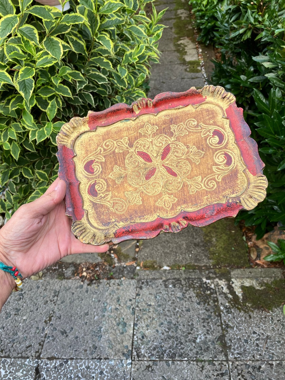Mooi Florentijns dienblad - Vintage Italiaanse stijl, Huis en Inrichting, Woonaccessoires | Dienbladen, Gebruikt, Decoratieve rand