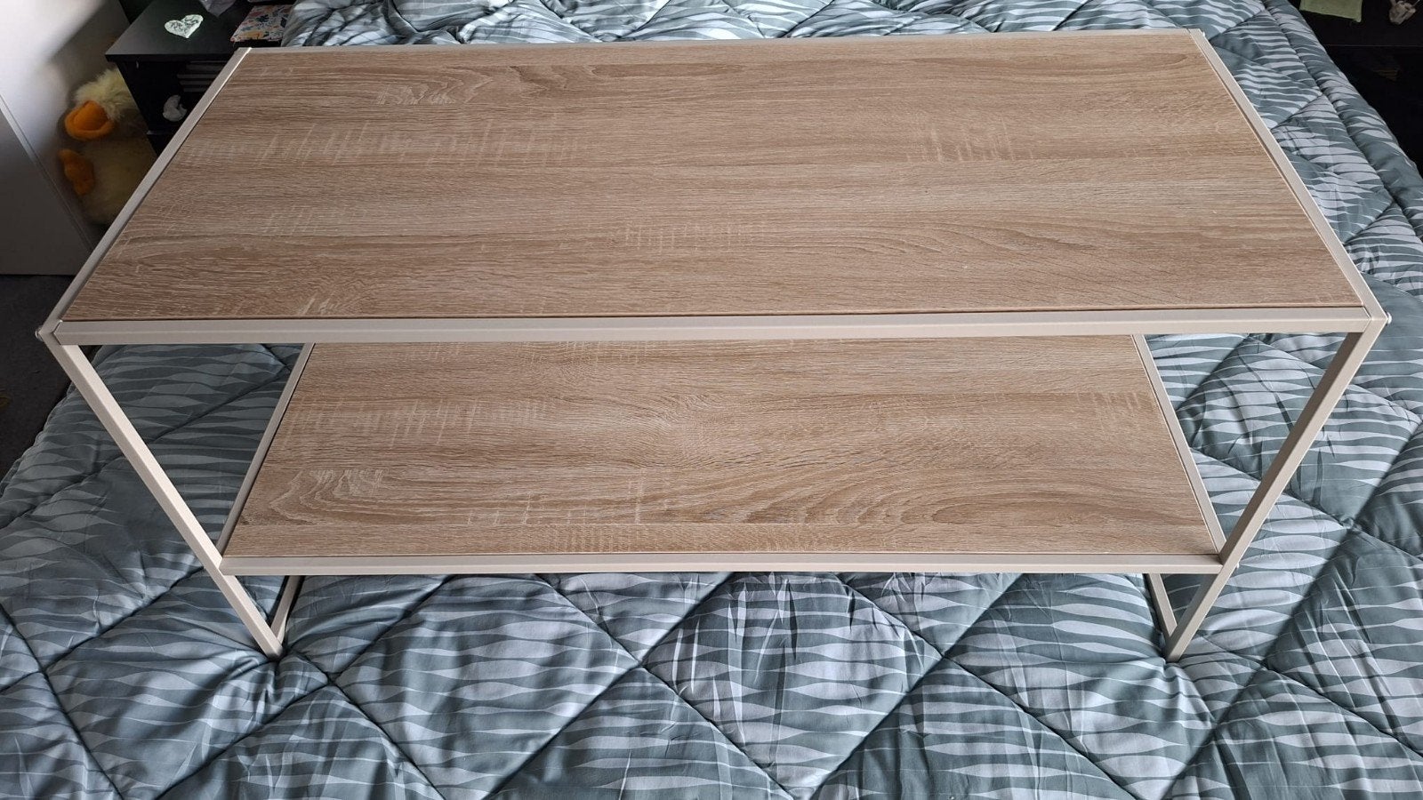 Salontafel met houtlook en metalen frame, Minder dan 50 cm, 50 tot 100 cm, Zo goed als nieuw, Modern