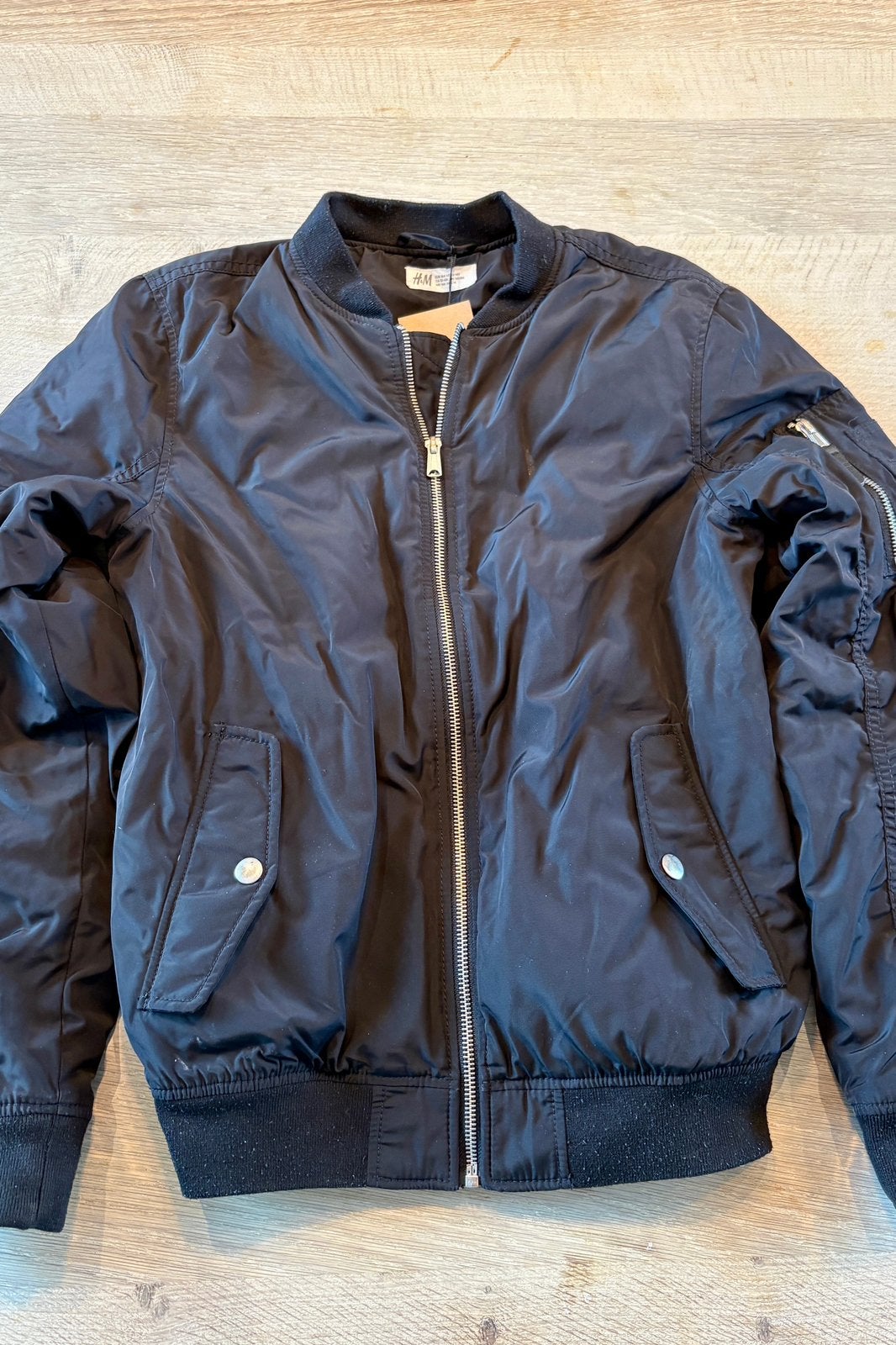 Zwarte bomber jack jas h&m 164, Ophalen of Verzenden, Gebruikt, Jongen of Meisje, Jas