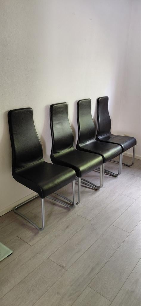 Te koop 4 leren stoelen met hoge rugleuning in goede staat, Ophalen of Verzenden, Leer