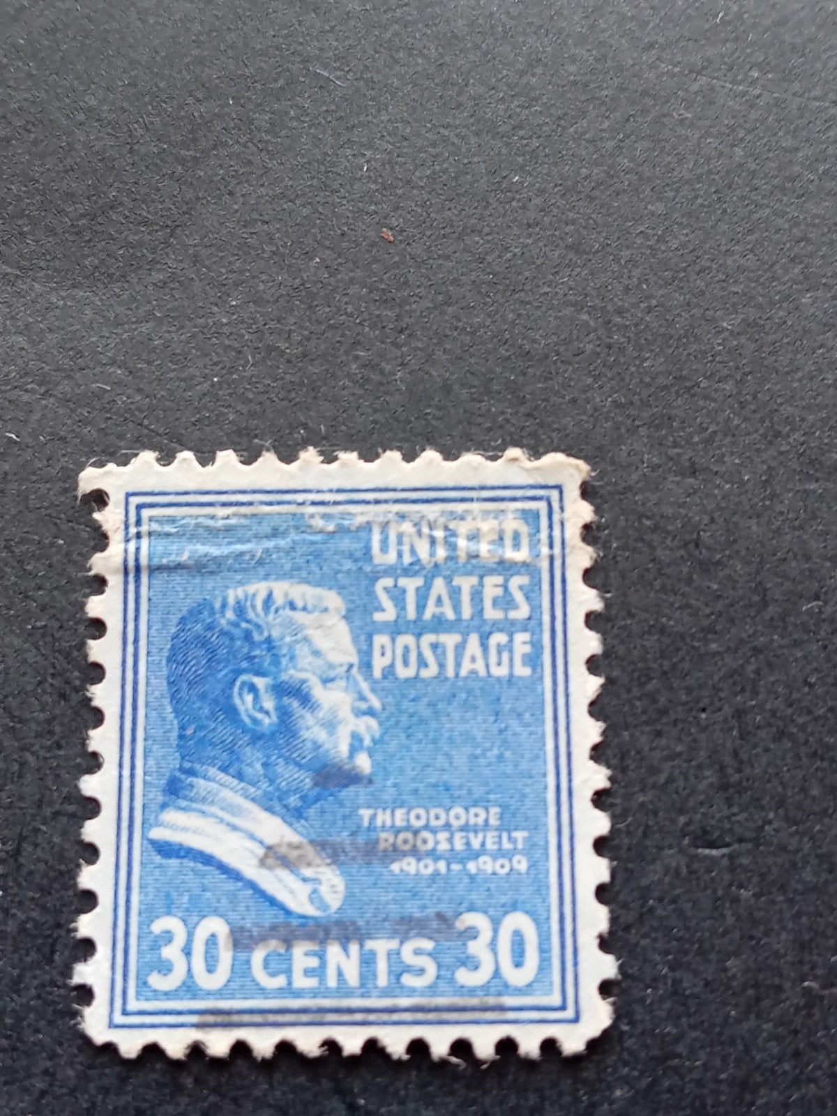 Amerikaanse postzegel Theodore Roosevelt 30 cent, Ophalen of Verzenden, Voor 1920, Gelopen, Buiten Europa