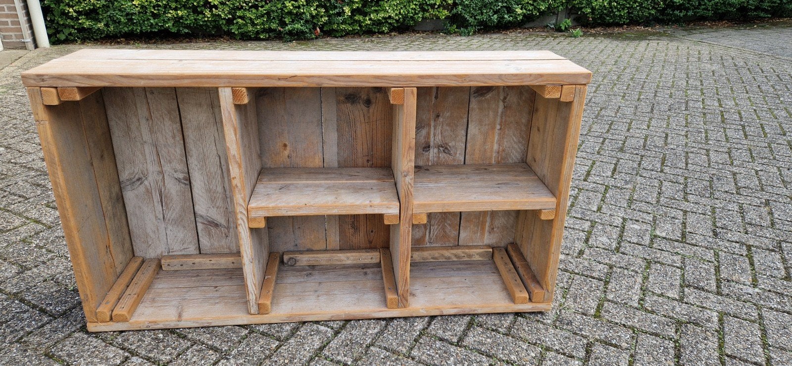 Houten vakkenkast van gebruikt steigerhout, Ophalen, Gebruikt