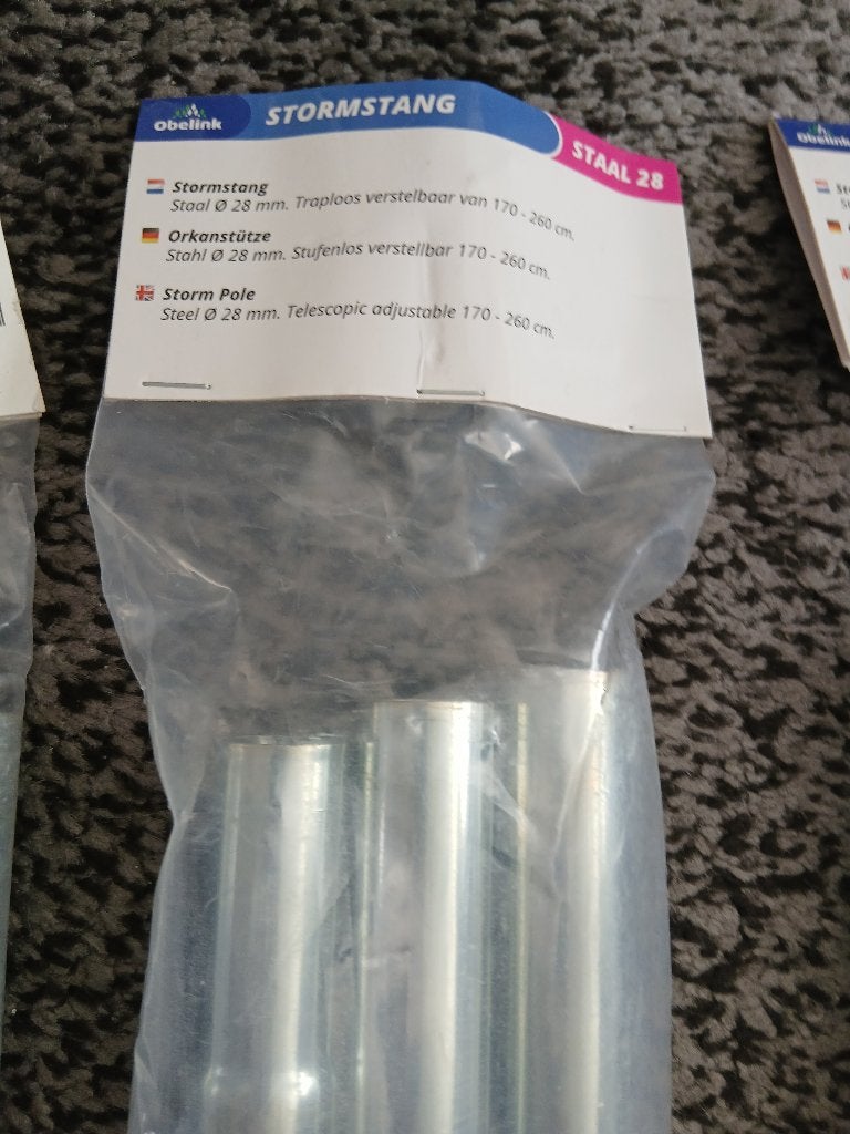 stormstokken incl grips 28mm 4 stuks 170 t/m 260 cm, Caravans en Kamperen, Ophalen, Nieuw