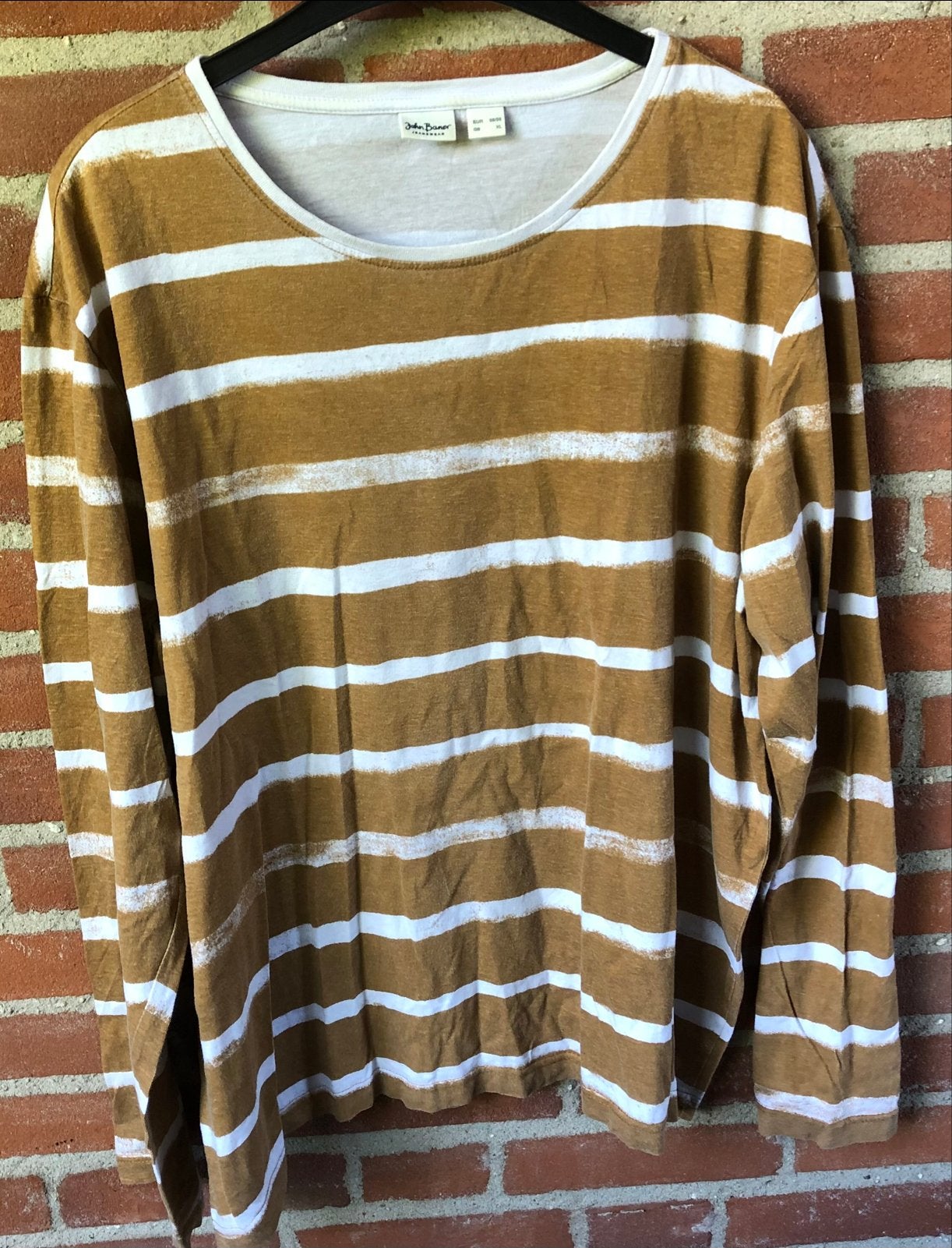 ZGAN John Baner Jeanswear gestreept shirt Katoen XL, Ophalen of Verzenden, Zo goed als nieuw, Maat 56/58 (XL), Bruin
