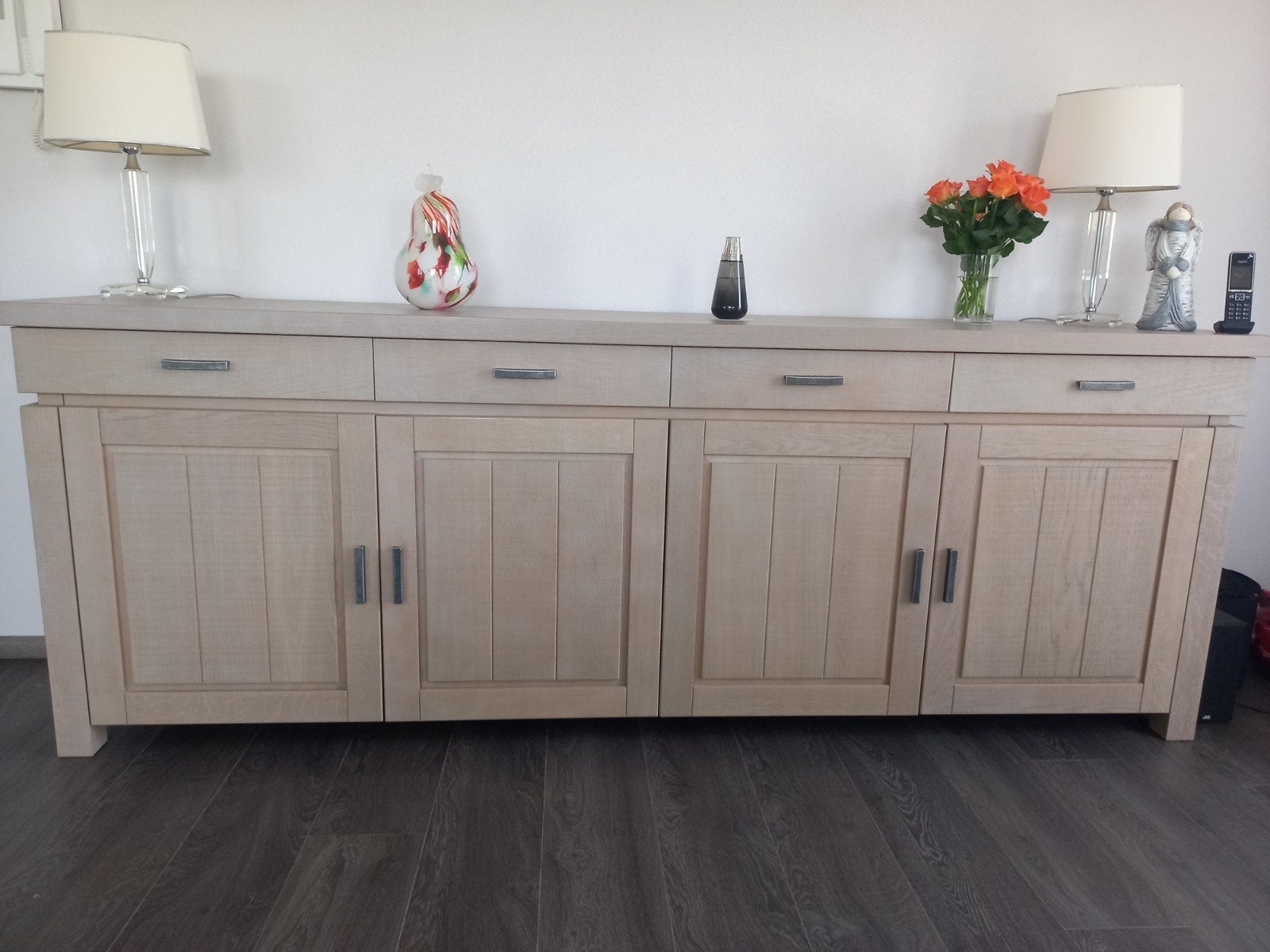 Kaprun eikenhout dressoir 250 cm breed, Ophalen, Eikenhout, Zo goed als nieuw, 200 cm of meer