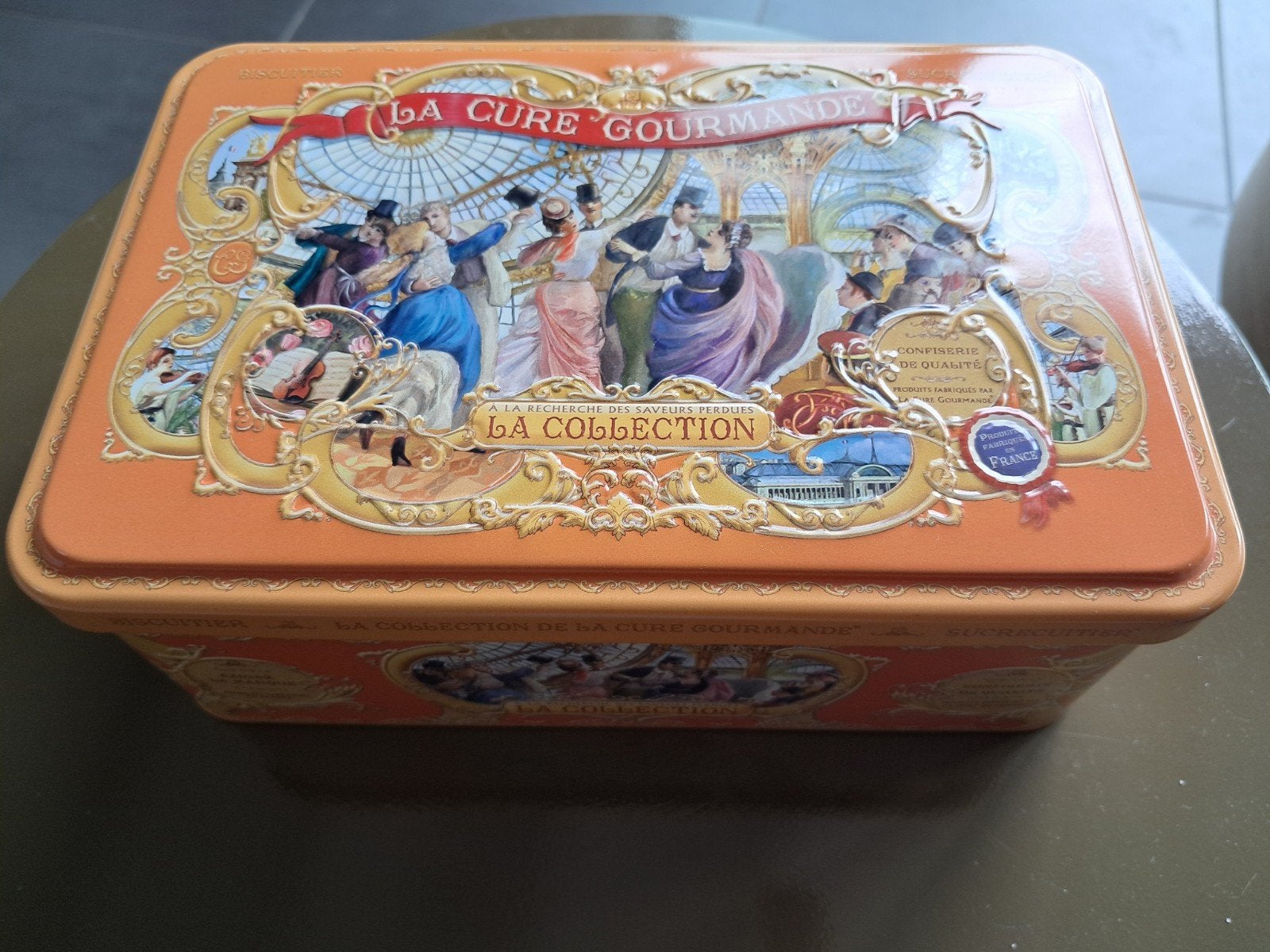 Vintage La Cure Gourmande koekblik - Oranje, Ophalen of Verzenden