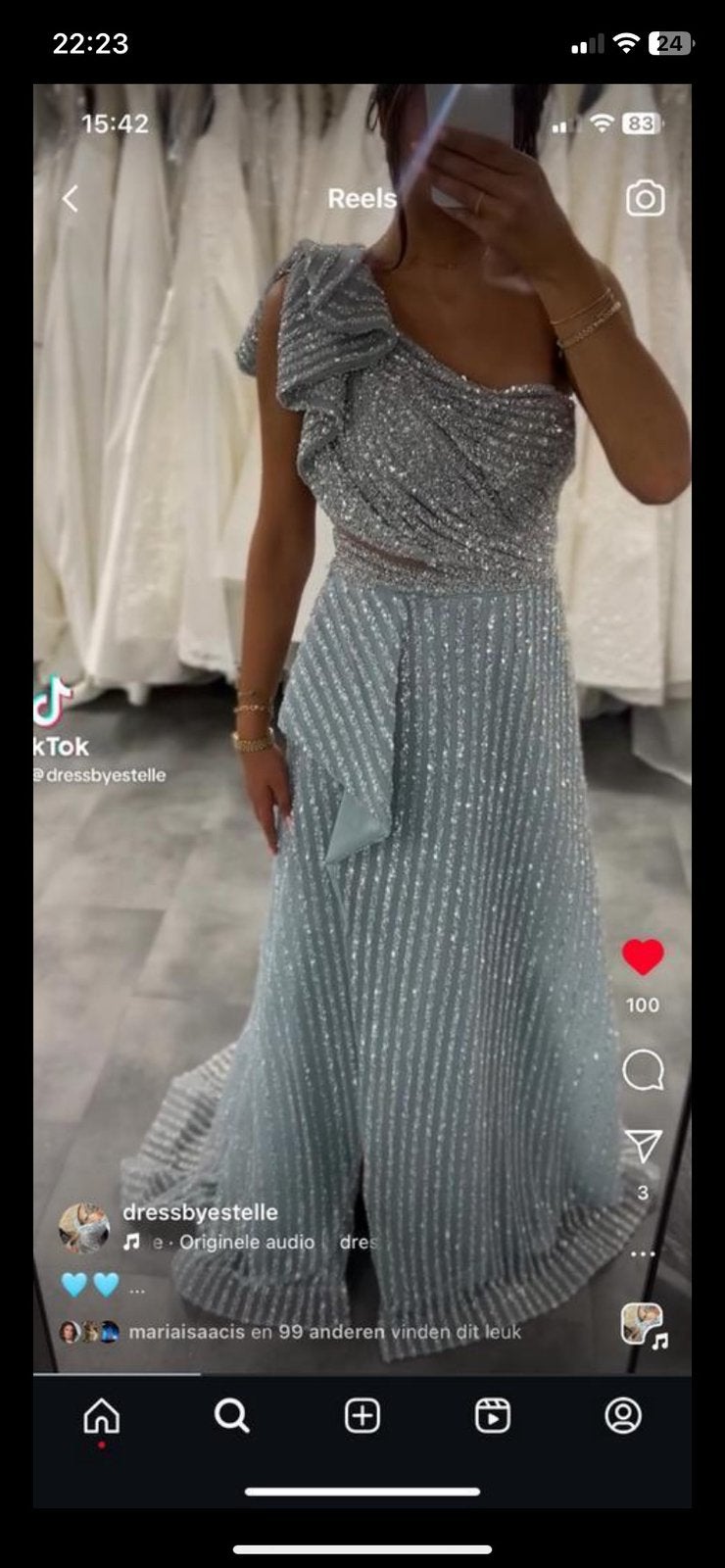 Nieuwe Lichtblauwe jurk Dres By Estelle Hengelo, Maat 38/40 (M), Galajurk, Blauw, Nieuw