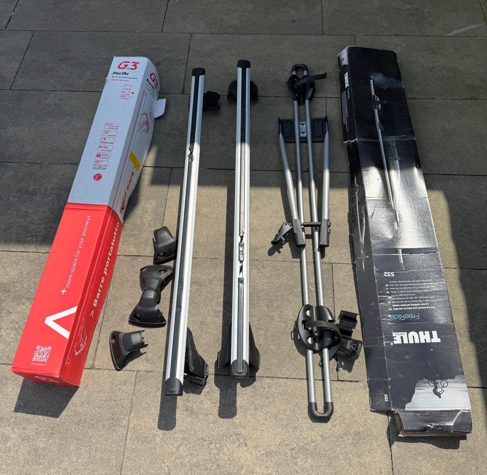 Dakdragers Peugeot 308SW en Thule freeride fietsendrager, Auto diversen, Dakdragers, Ophalen, Zo goed als nieuw