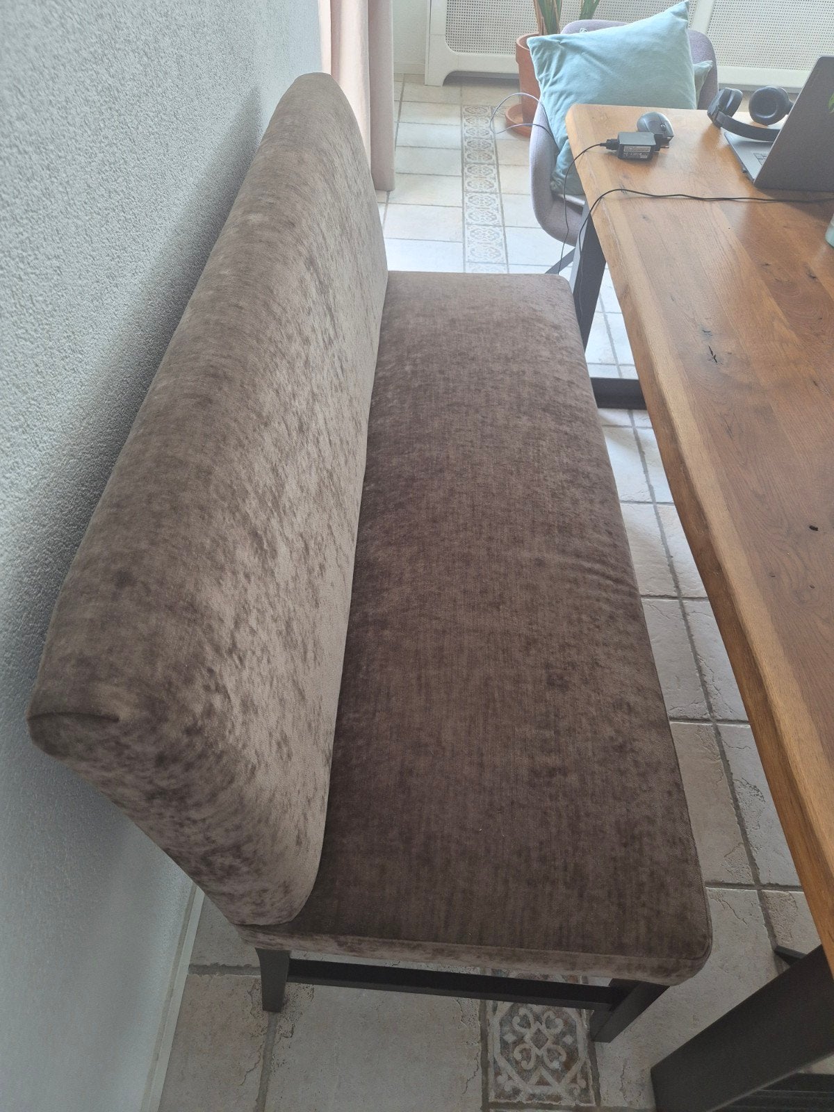 Eetbank  taupe, Ophalen, Stof
