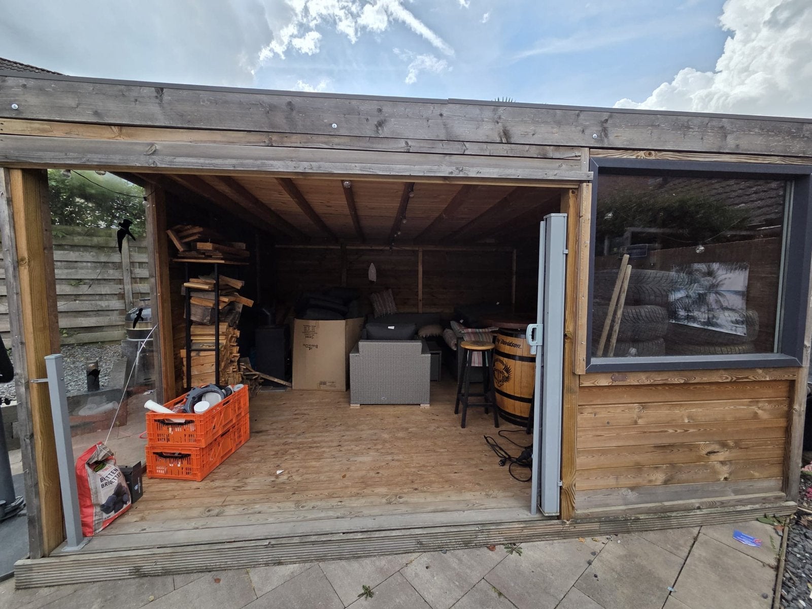 Robuuste houten blokhut, Tuin en Terras, Tuinhuizen, Ophalen, Gebruikt, Blokhut, 1 raam