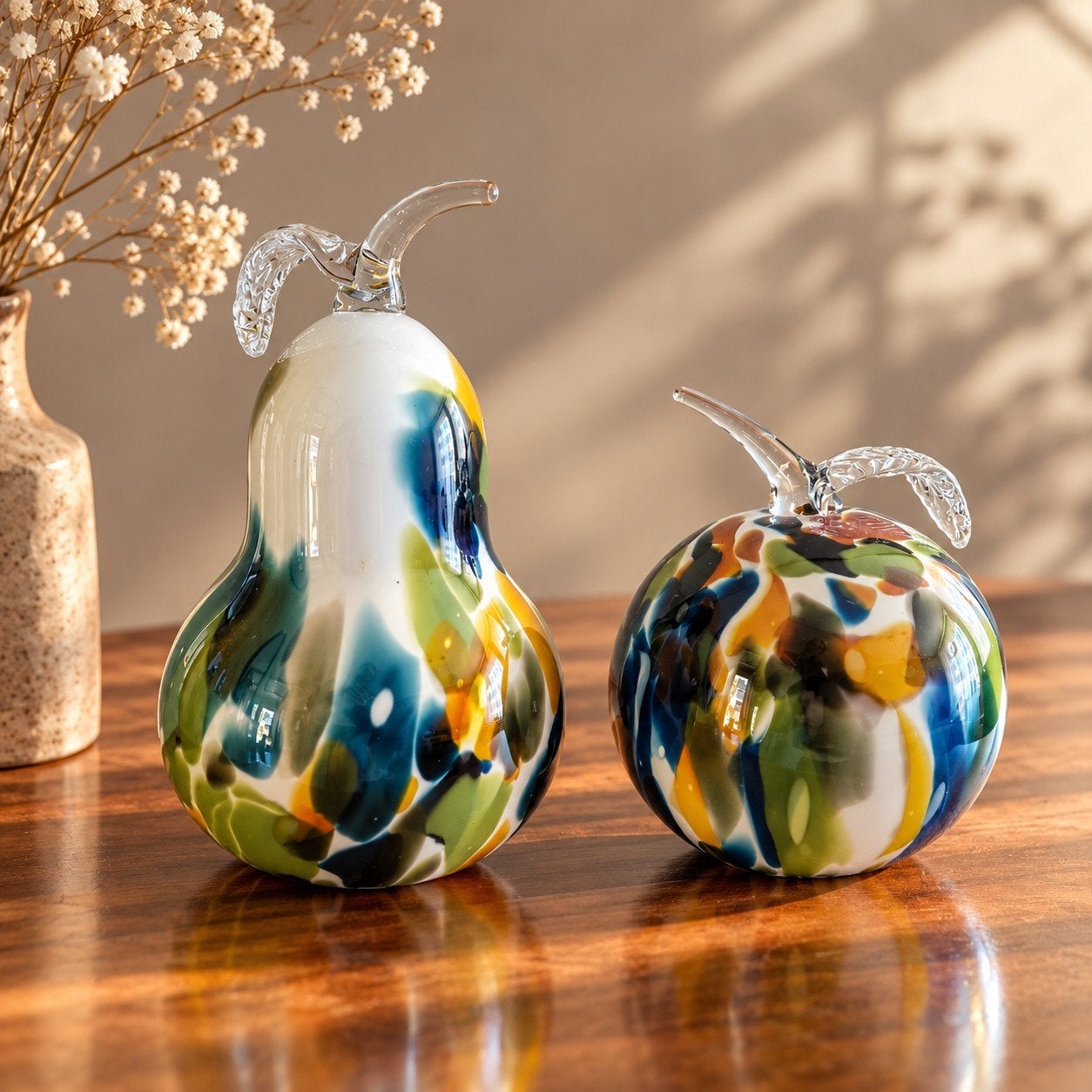 Set Glazen Fruit (Appel & Peer) - Pools Kunstglas, Antiek en Kunst, Ophalen of Verzenden