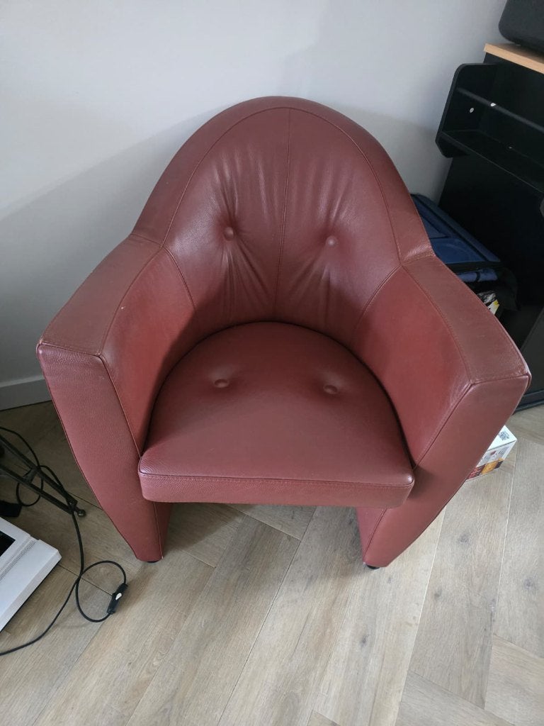 Fauteulis Leolux Carabita Bordeau Rood, Huis en Inrichting, Fauteuils, Ophalen, Classiek, Zo goed als nieuw, 50 tot 75 cm