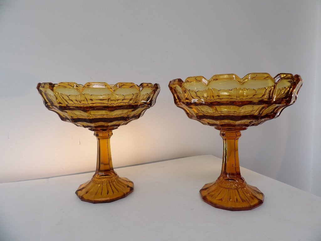 Set van 2 Art Deco Schalen op voet, Henri Heemskerk, Amber, Antiek en Kunst, Ophalen of Verzenden