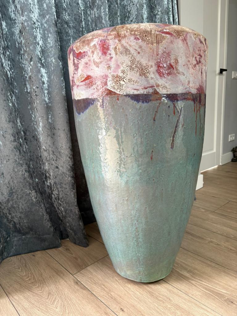 PTMD XXL planten pot groot hand geglazuurd, Tuin en Terras, Bloempotten, Ophalen, Overige materialen, 40 cm of meer, Rond