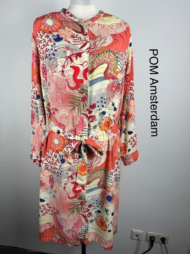 POM Amsterdam Jurk  (mt: 42) 21,2/9906, Kleding | Dames, Jurken, Nieuw, Maat 42/44 (L), Blauw, Onder de knie, Ophalen of Verzenden