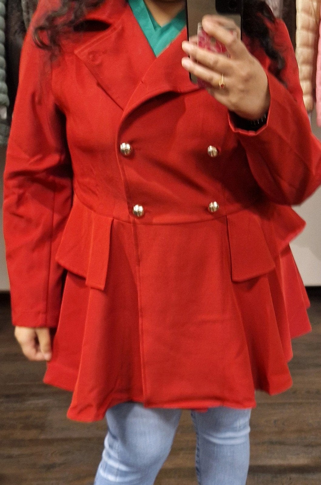 jurk stijl jasje rood peplum blazer maat XL., Ophalen of Verzenden, Zo goed als nieuw, Maat 46/48 (XL) of groter, Rood