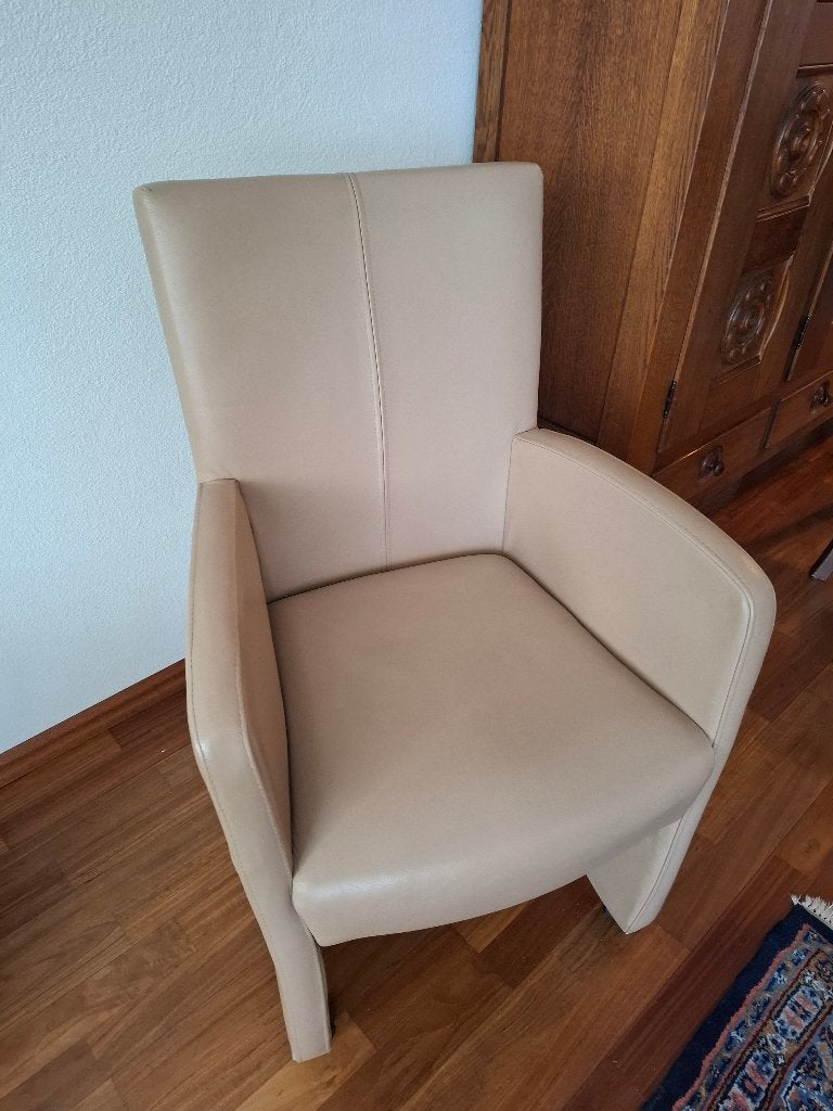 Eetkamerstoel beige, Ophalen, Overige kleuren, Leer, Zo goed als nieuw