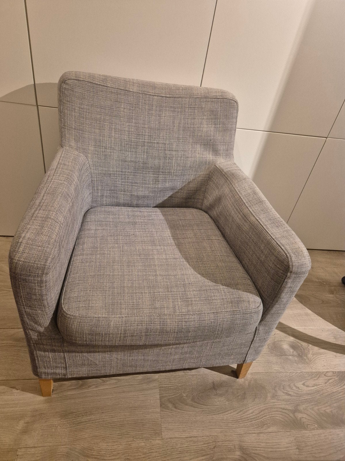 Comfortabele grijze fauteuil - ikea, Huis en Inrichting, Stoelen, Ophalen, Modern, Comfortabel, Gebruikt, Eén