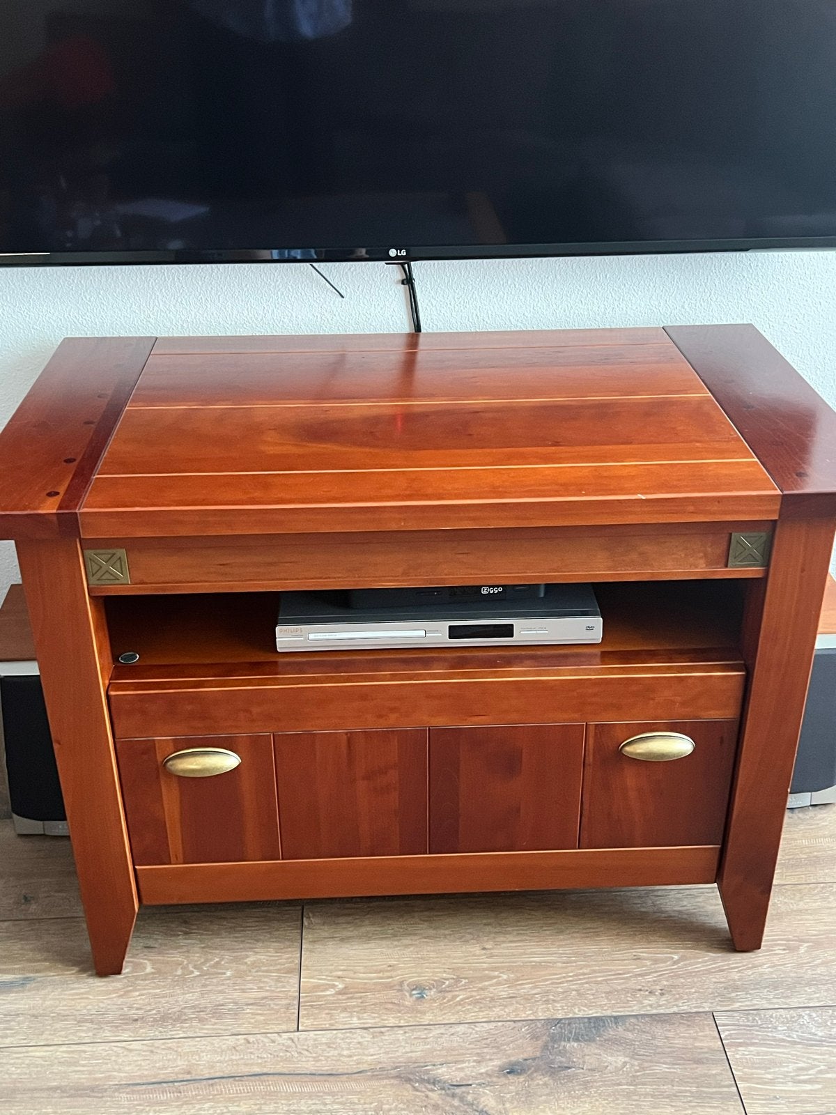 Kersenhouten TV-kastje met klep en schapje, Ophalen, Gebruikt, 50 tot 100 cm, Minder dan 100 cm