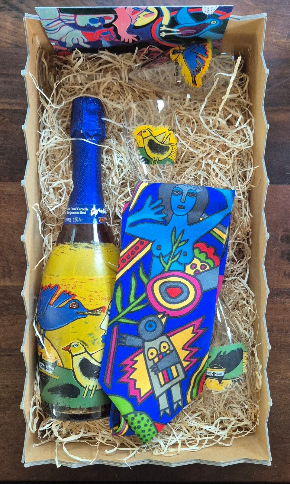 Corneille cadeaupakket: fles, stropdas, 3x flute, 2 kaarten, Ophalen of Verzenden, Nieuw, Verjaardag