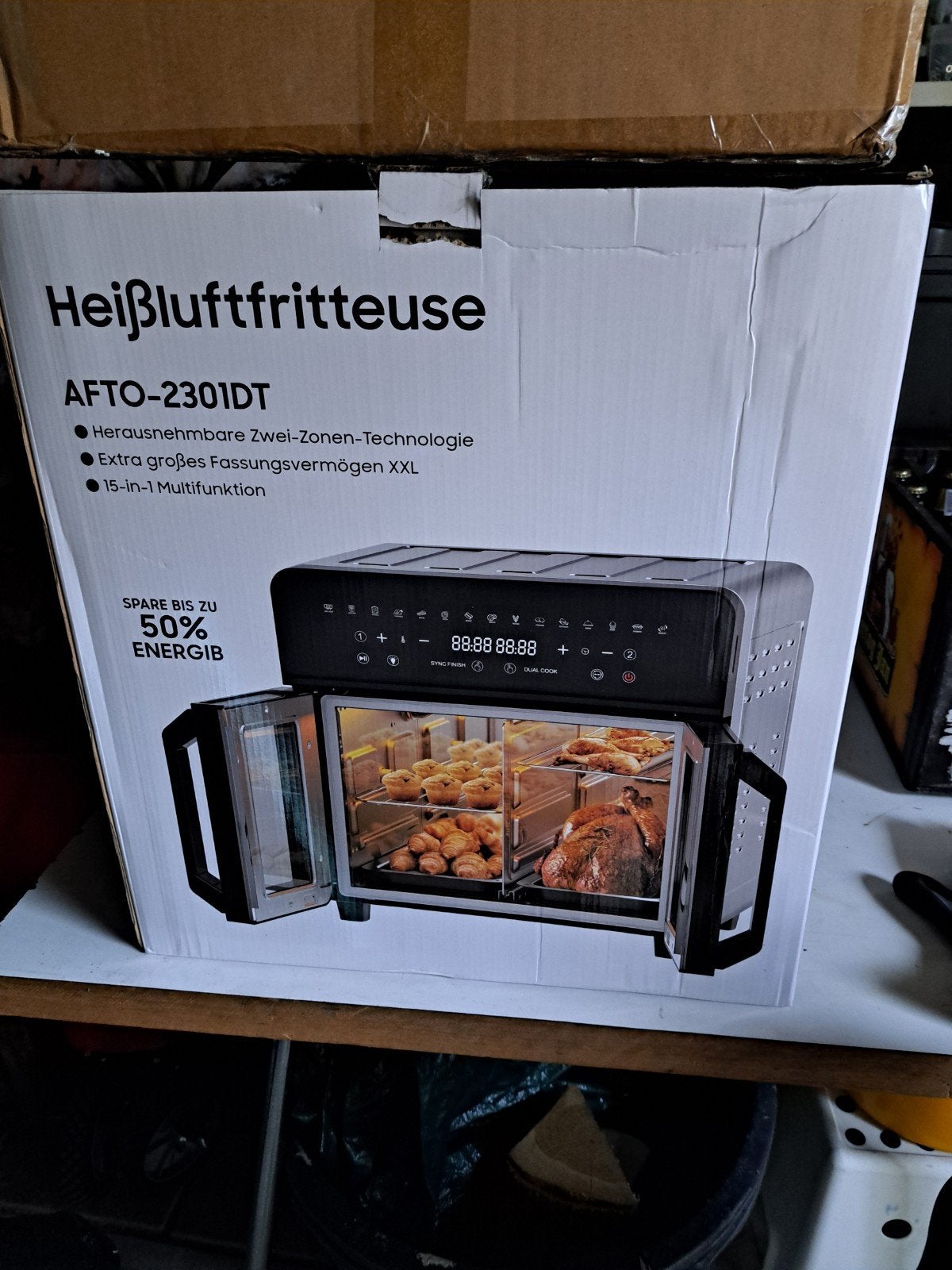 Airfryer AFTO-2301DT Heißluftfritteuse XXL - Nieuw in doos, Ophalen of Verzenden, Nieuw, Airfryer XXL, 1500 gram of meer
