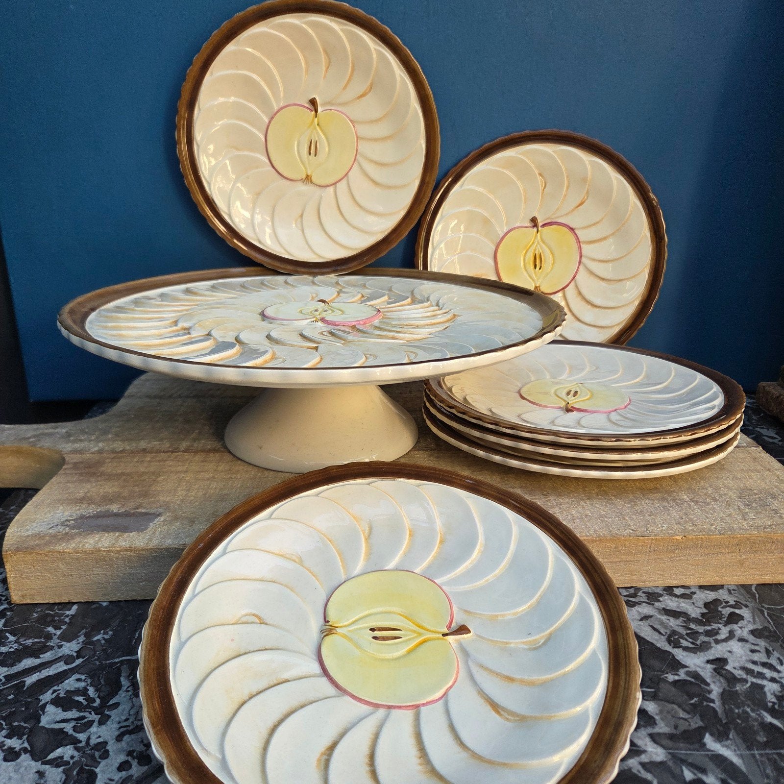 Appeltaart! Taartschaal met 6 borden, Silea, Portugal, Ophalen of Verzenden